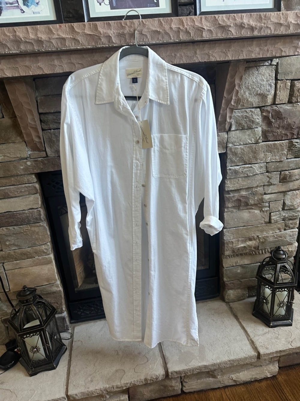 White womans Longline Button-Up Shirt, dress, cover-up. Brand -New w/tags